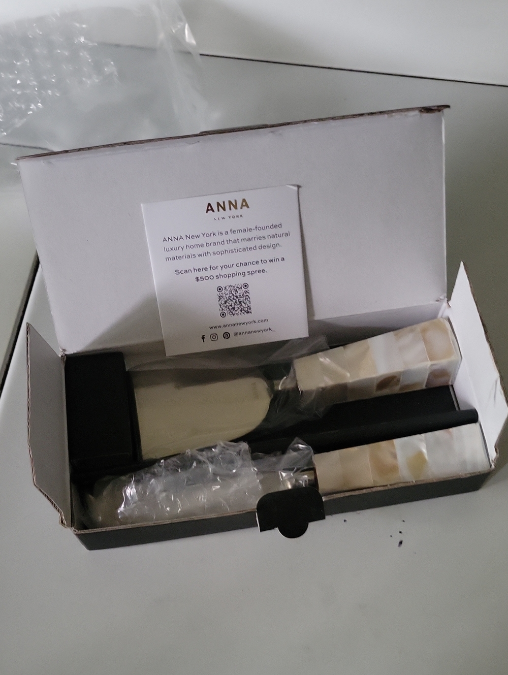 ANNA New York Mother of Pearl Cheese Knife Set